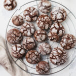 Chocolate brownie cookies in powdered sugar