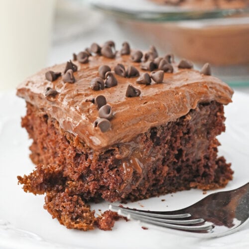 Chocolate poke cake for recipe card