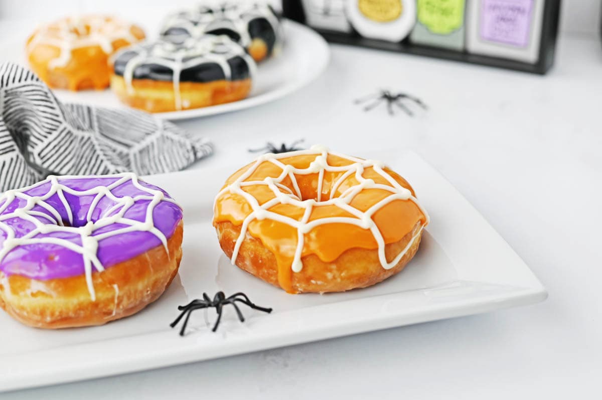 Donuts with purple and orange glaze