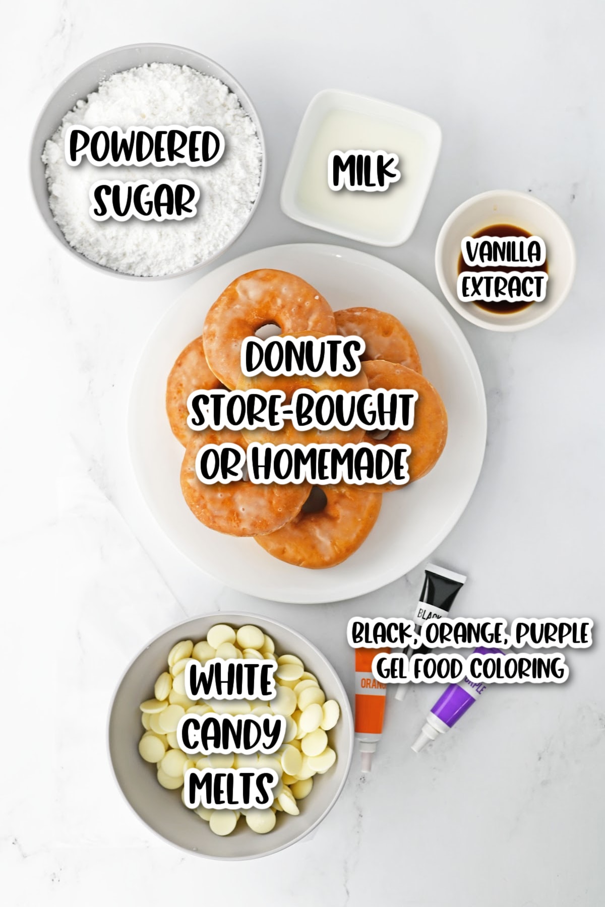 Ingredients for Halloween donuts