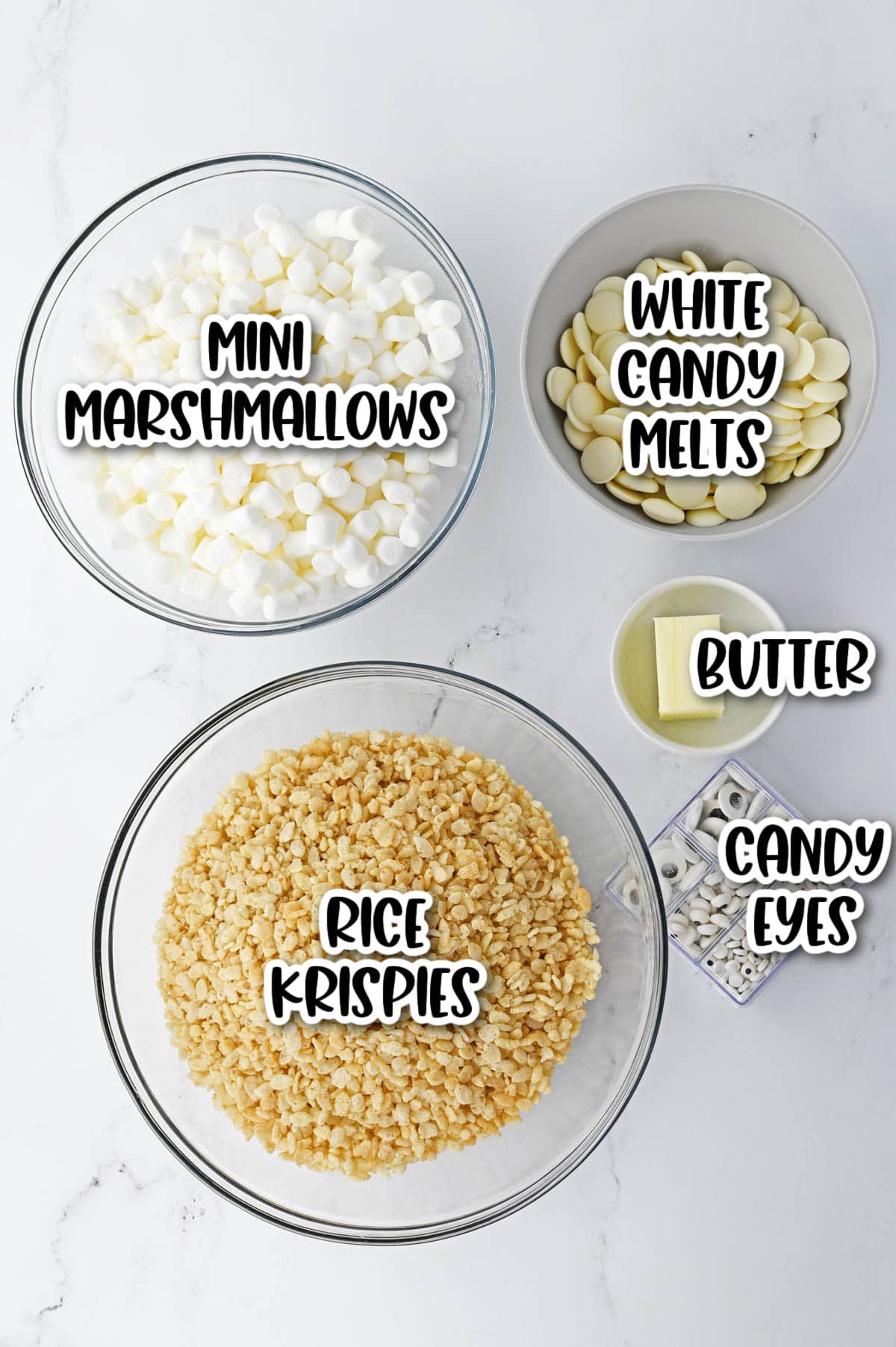 Ingredients needed to make Mummy Rice Krispie Treats