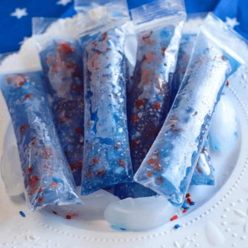 Spiked bomb pops stacked on plate