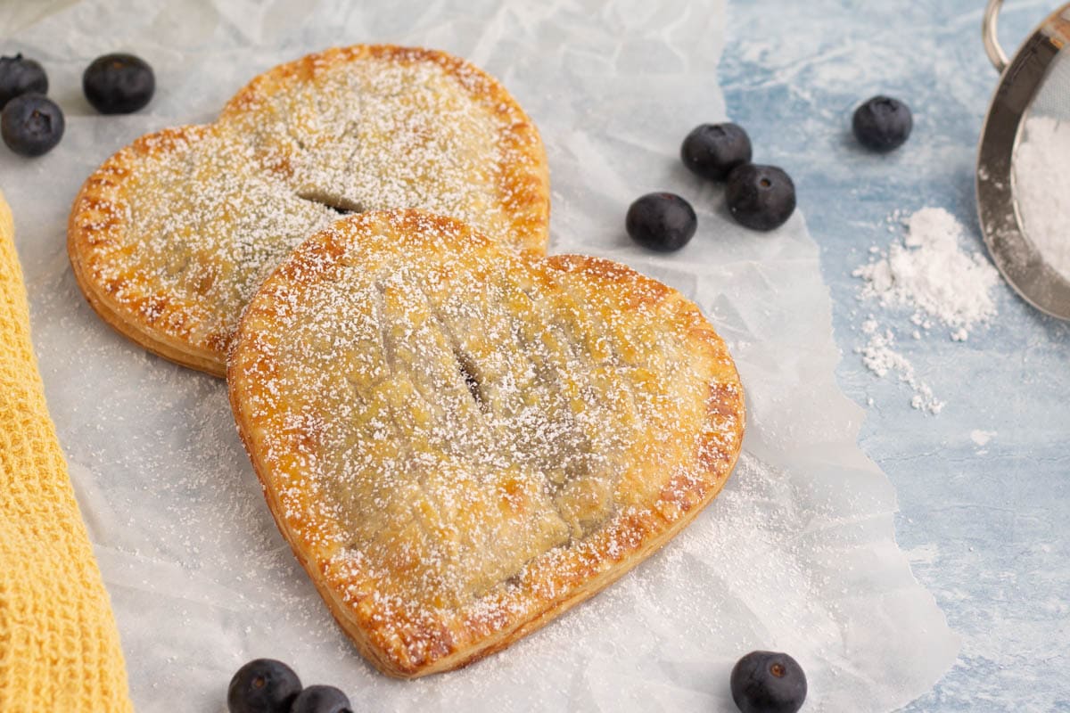 Blueberry hand pies up close
