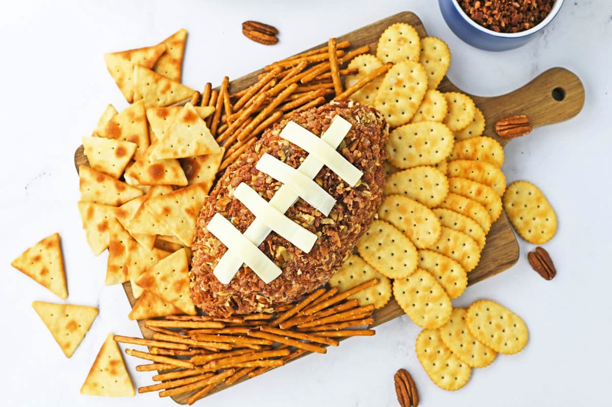 Football cheese ball from above