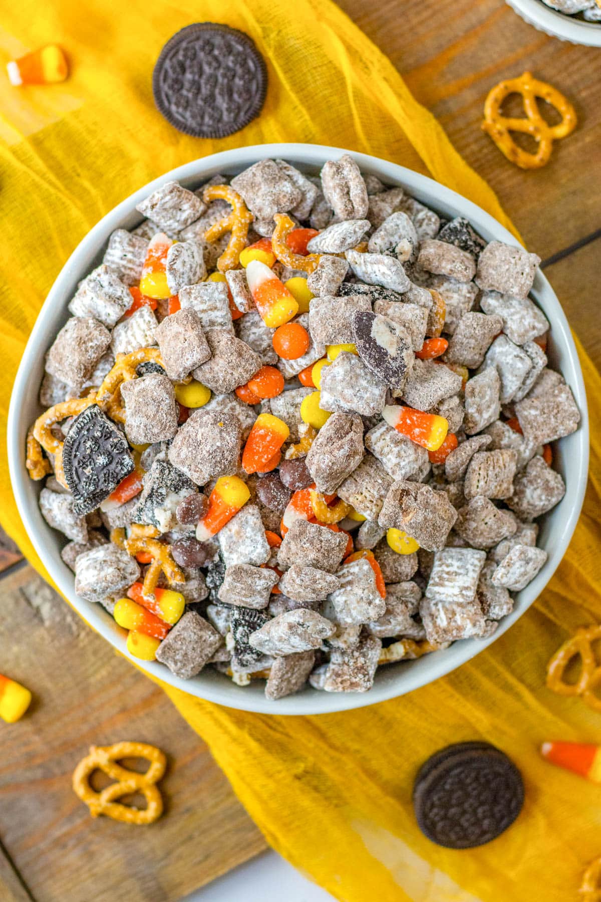 Halloween puppy chow from above