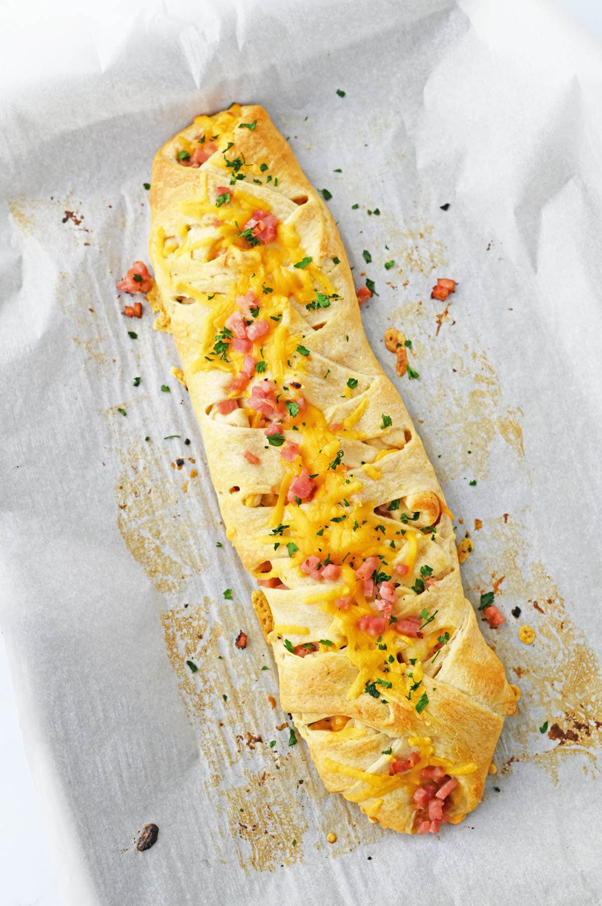 Braided ham and cheese crescent roll