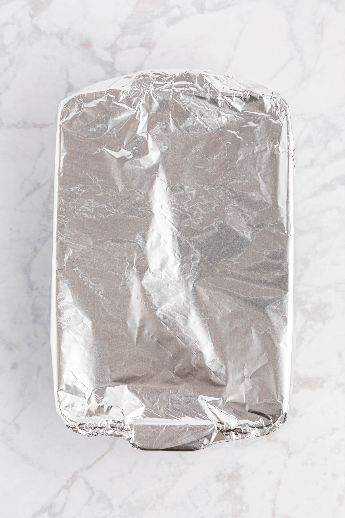 Hamburger casserole covered with foil