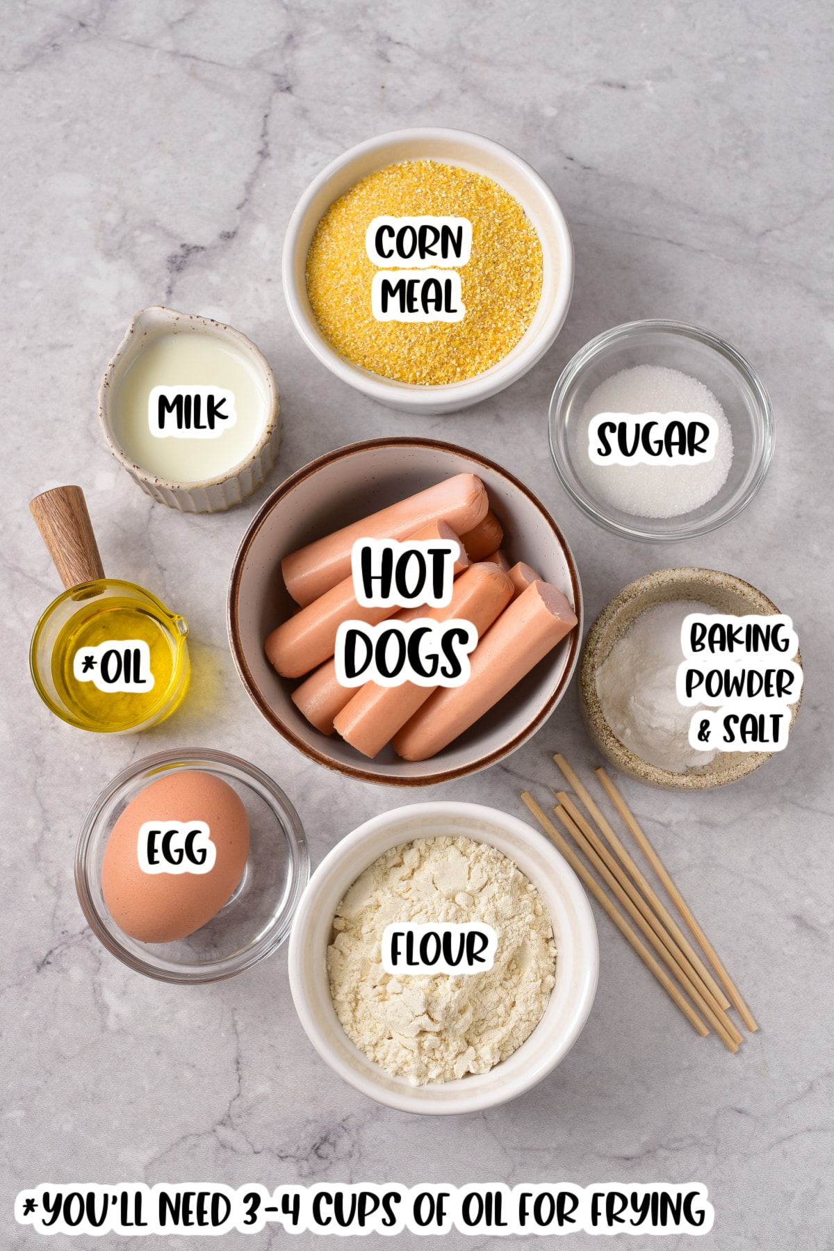 Ingredients for corn dogs labeled