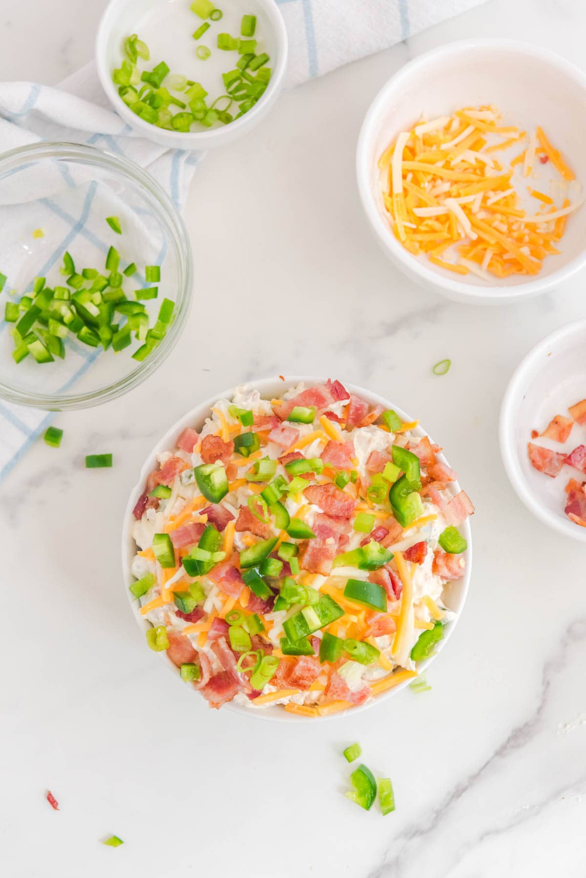 Jalapeno Popper Dip with toppings