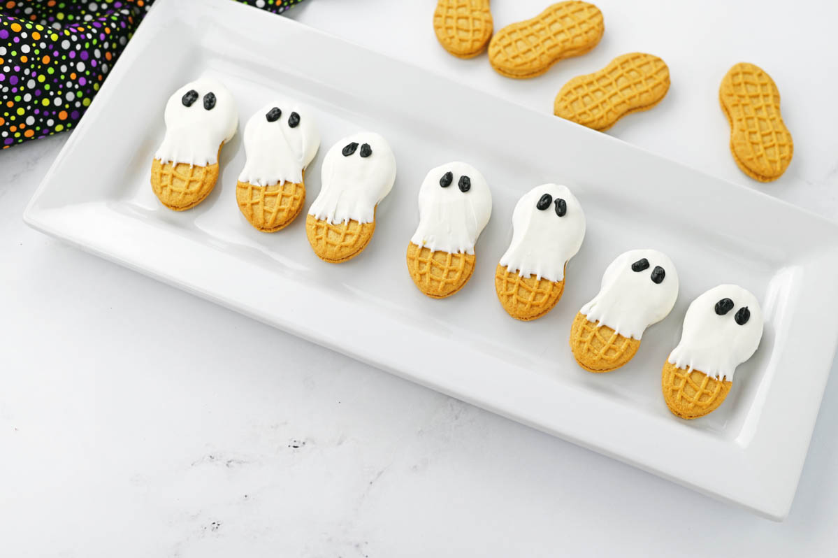 Nutter Butter Ghosts on white plate