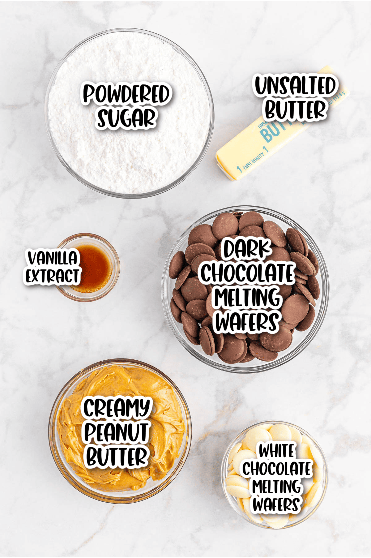 Peanut Butter Truffles Ingredients Labeled