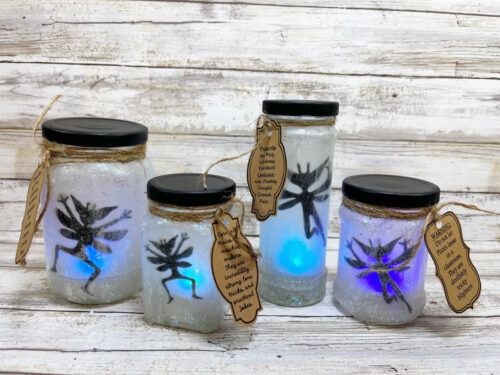 Cornish Pixie jars lit up