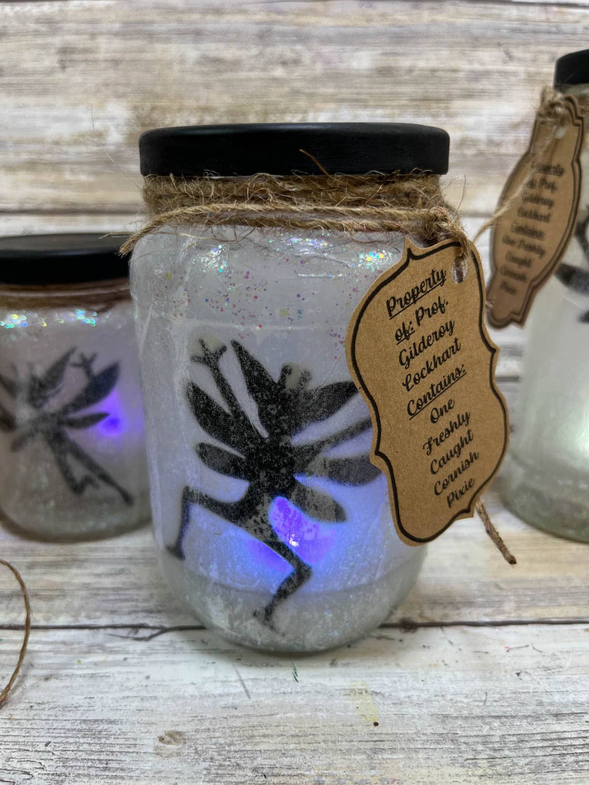 Harry Potter cornish pixie jar craft with purple light