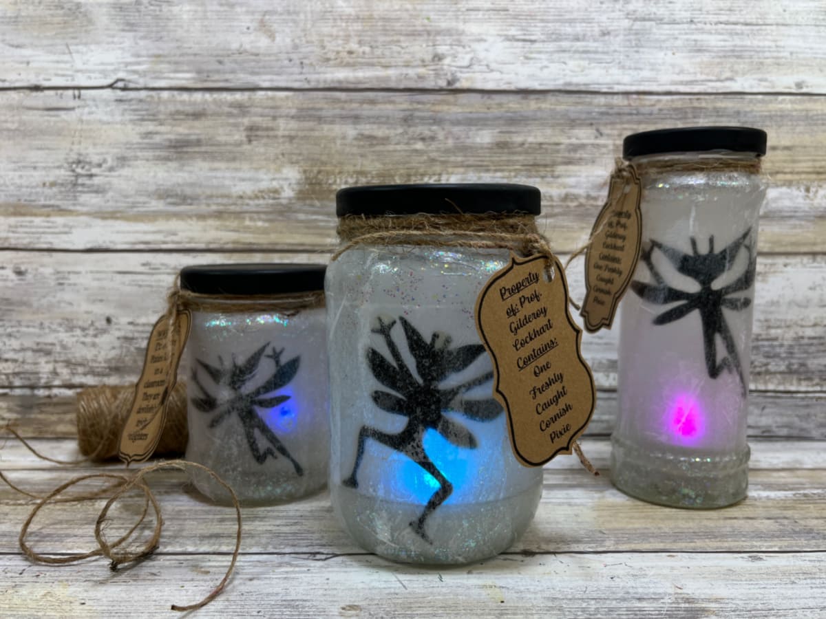 Harry Potter cornish pixie jars with colorful lights