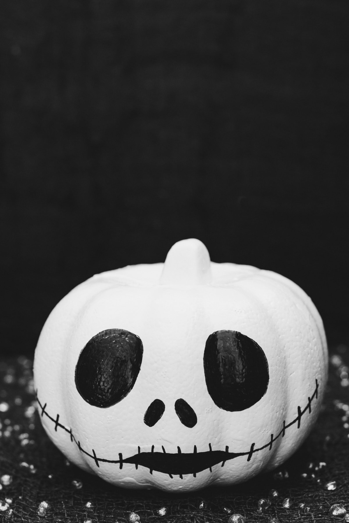 Jack Skellington pumpkin with black background