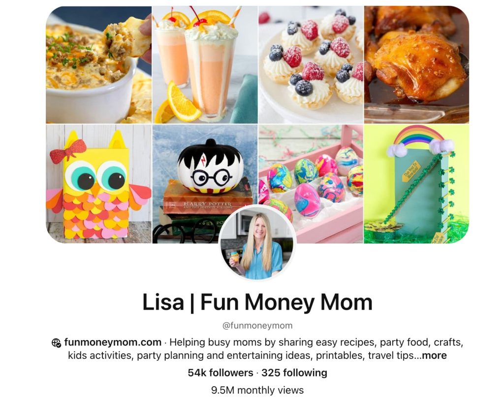 Fun Money Mom pinterest profile.