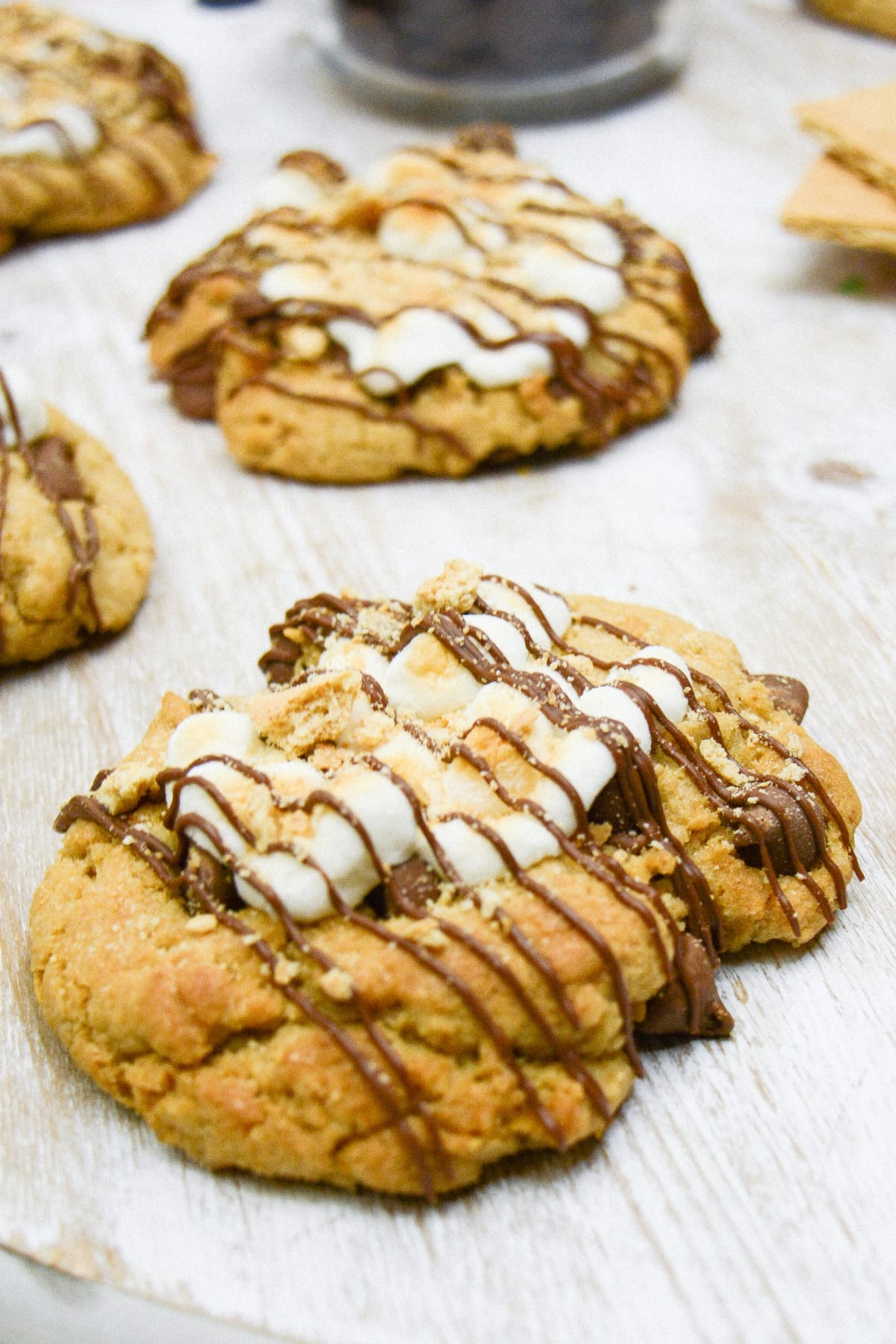 A tray of s'mores cookies 