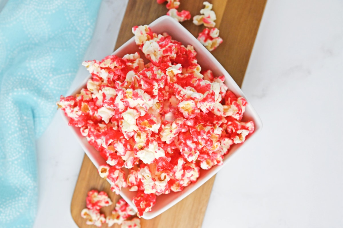 Strawberry popcorn from above