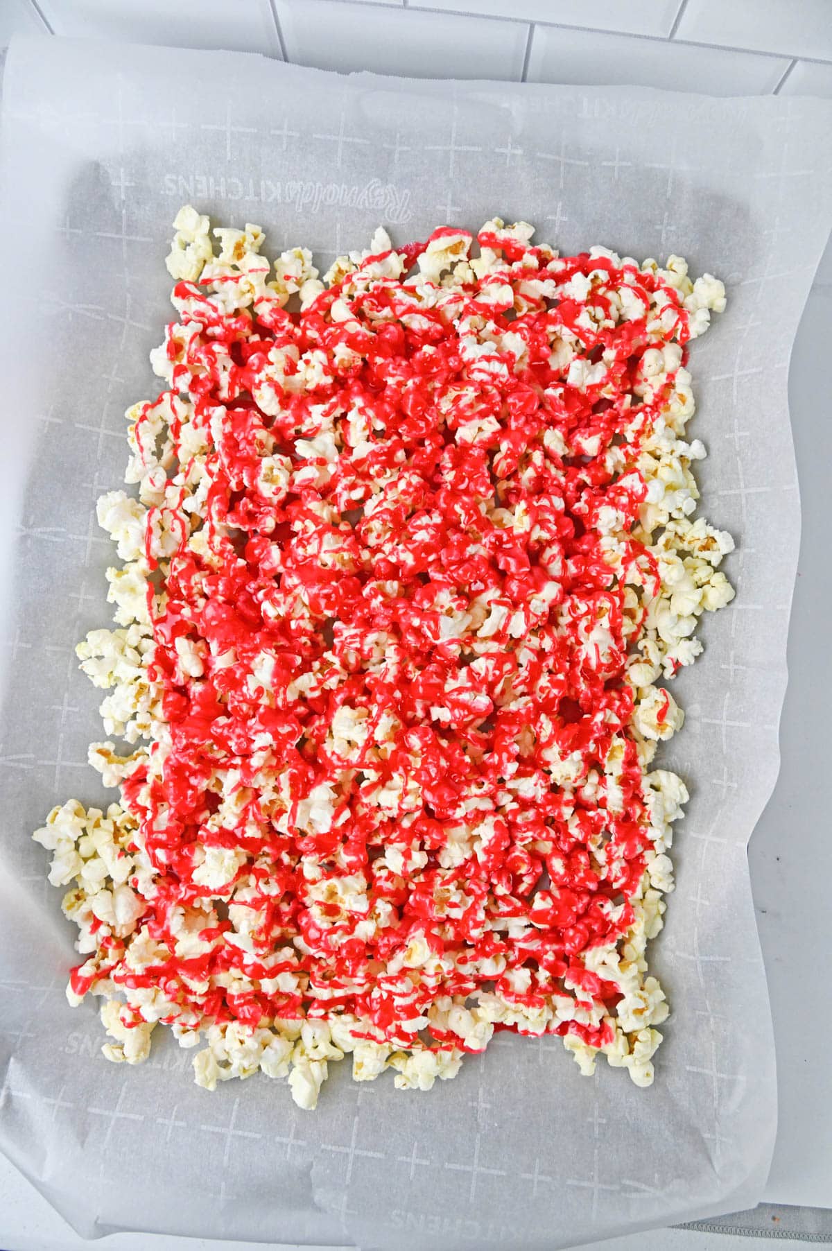 Popcorn with Jello drizzled over it