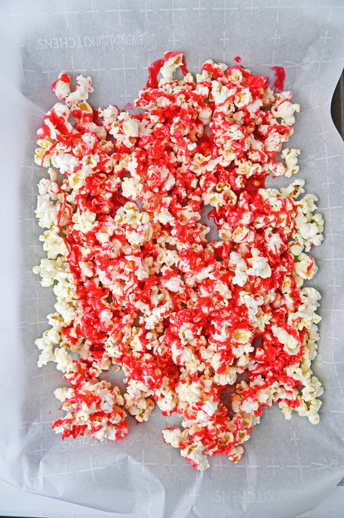 Popcorn with strawberry jello mixed in