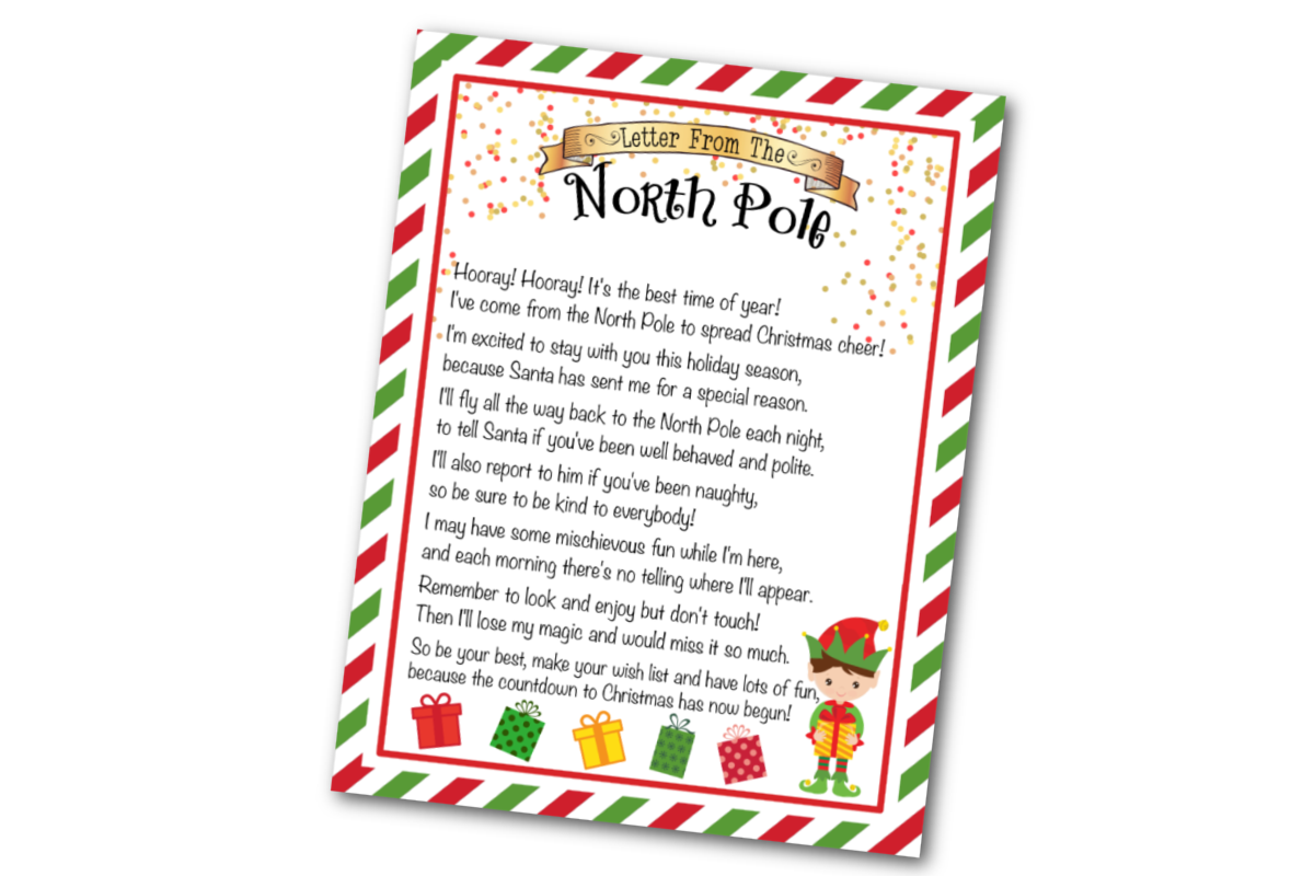 A christmas card with an  elf poem on it.