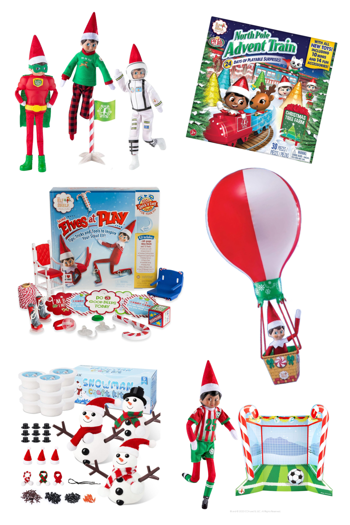 The elf on the shelf dolls with different clothes and accessories