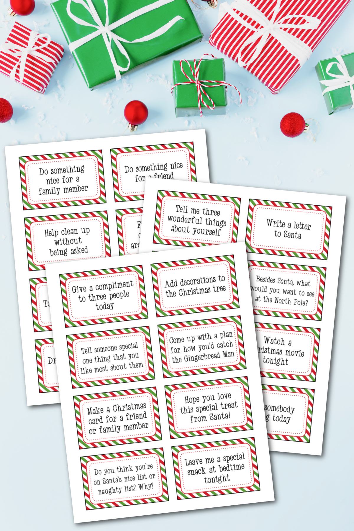 A set of printable christmas elf notes on a white background.