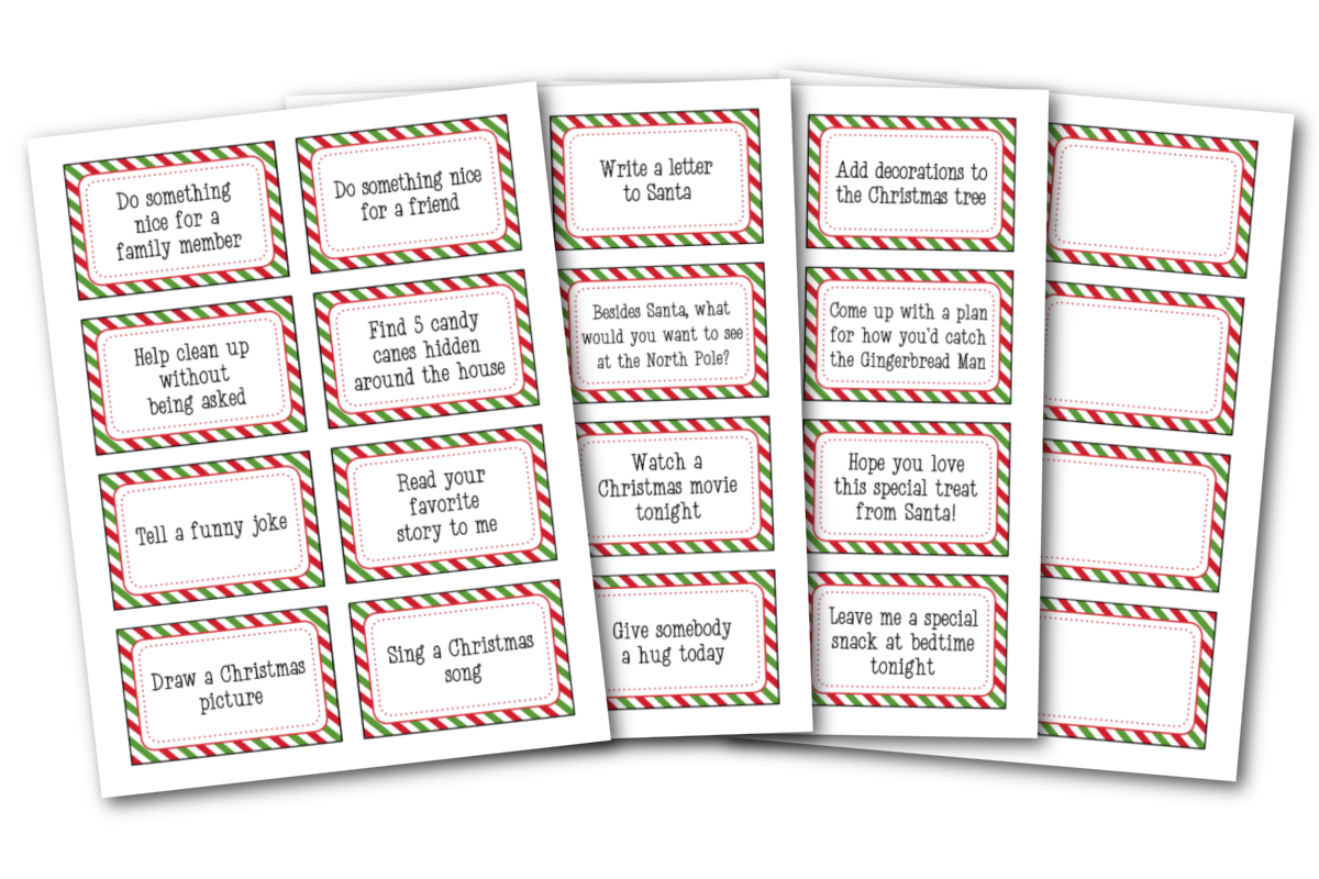 A set of printable christmas notes with a red and green stripe.