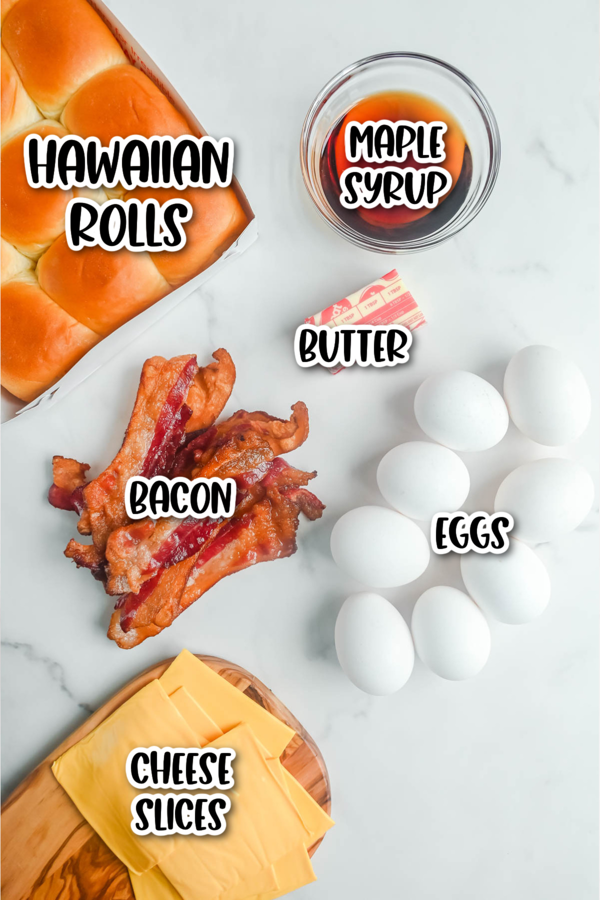 Ingredients for Hawaiian roll breakfast sliders
