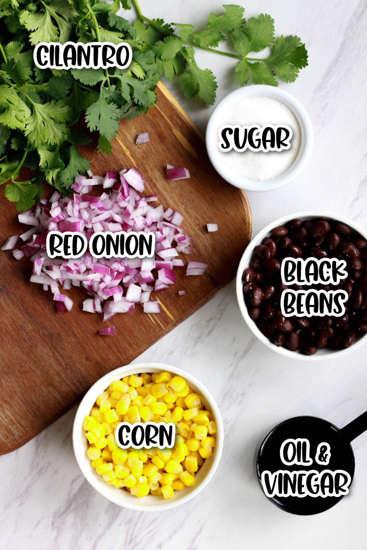 Ingredients for Black bean and corn salsa