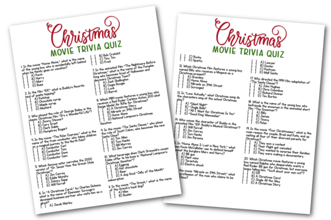 Free Printable Christmas Movie Trivia Questions And Answers