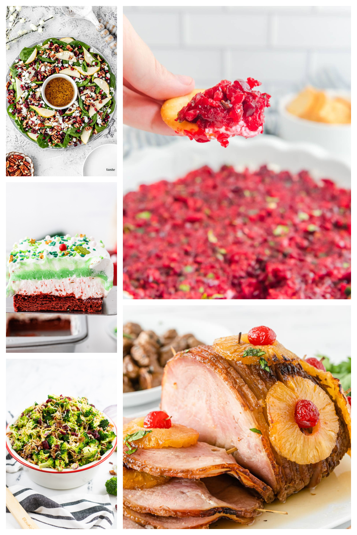 A collage of pictures of christmas food.