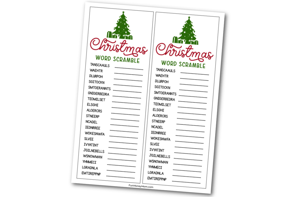 Christmas word scramble printables.