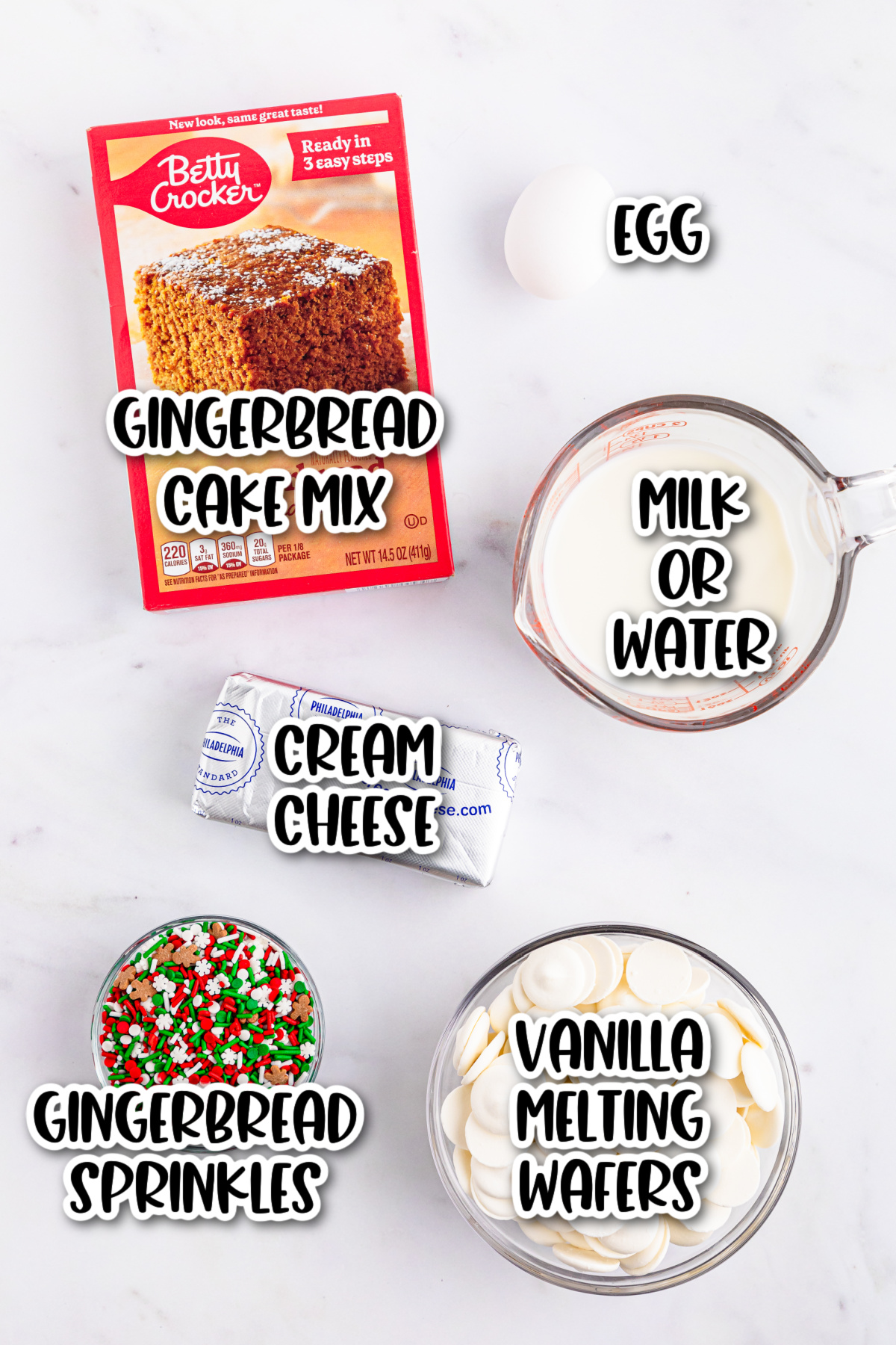 The ingredients for a gingerbread cake mix balls recipe