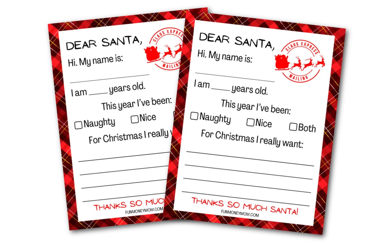 Two Letter To Santa Templates with blank background