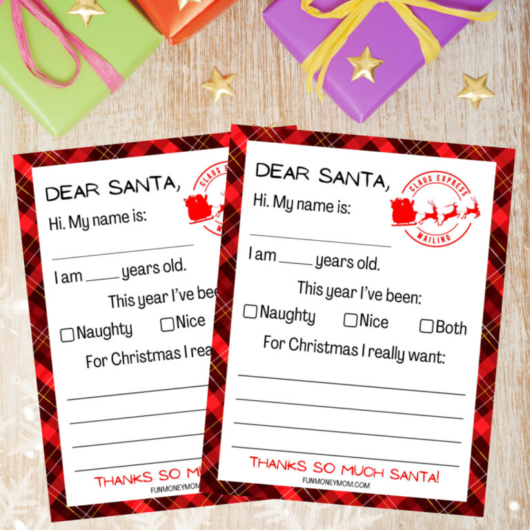 Free Printable Letter To Santa Template