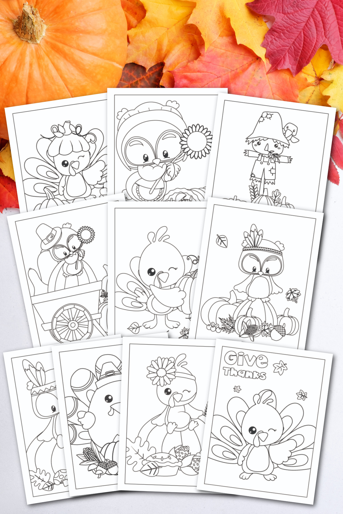 Thanksgiving coloring pages for kids.