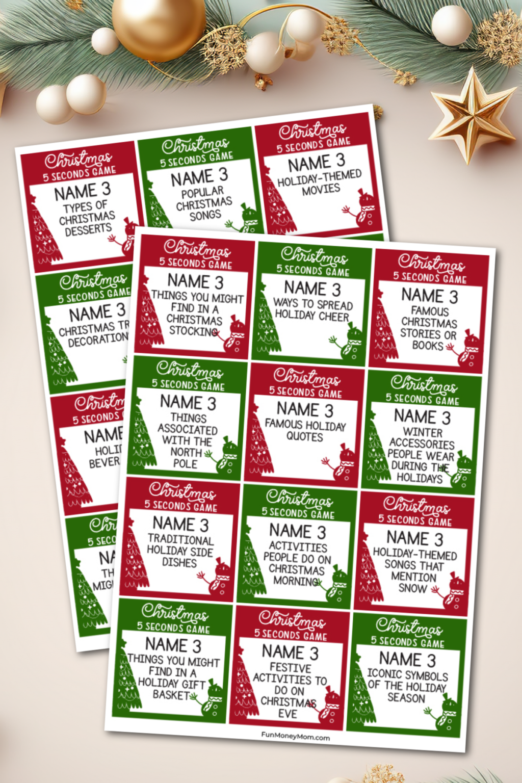 Christmas 5 Seconds Game (Free Printable) - Fun Money Mom