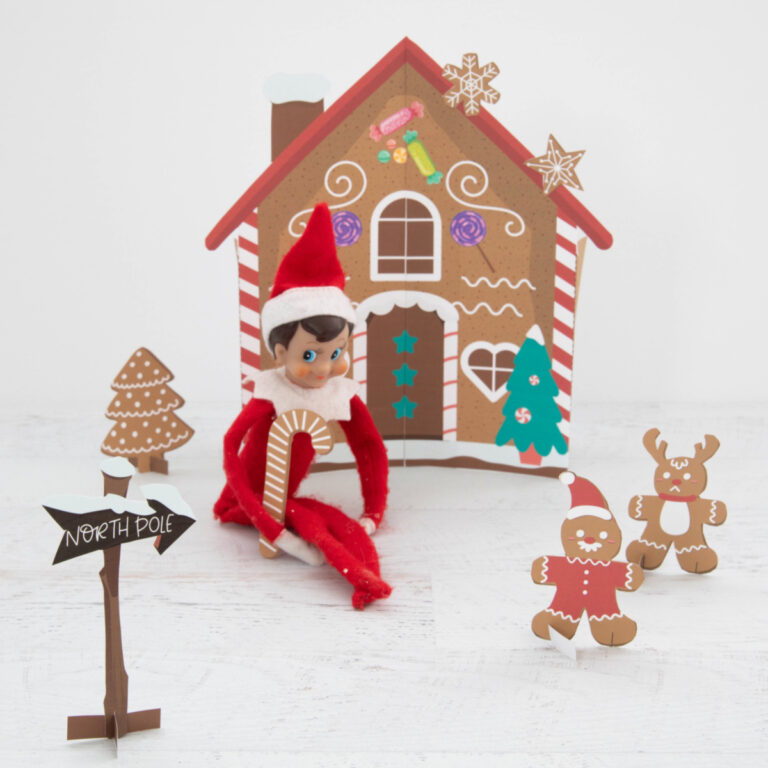 Elf Gingerbread House (Free Printable)