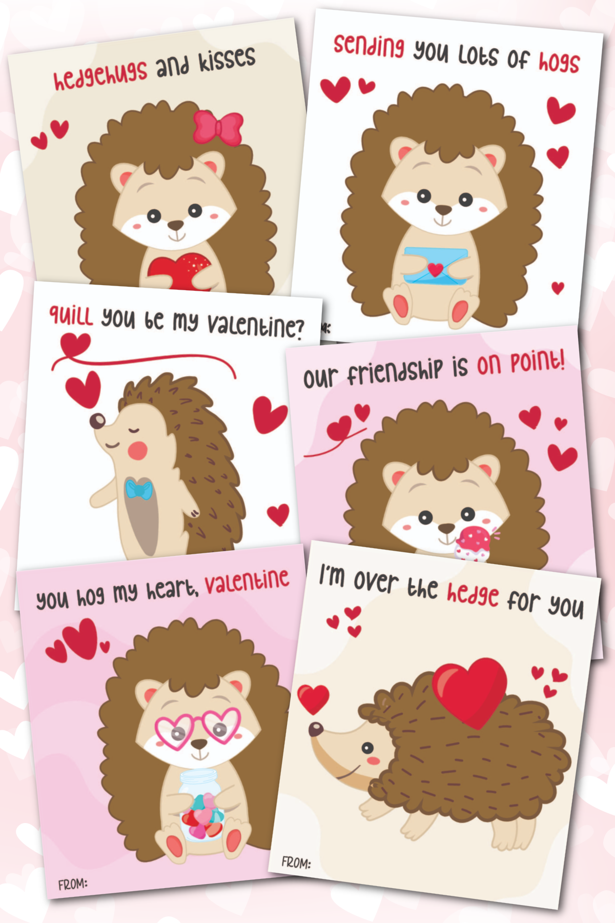 Hedgehog valentine's day cards.