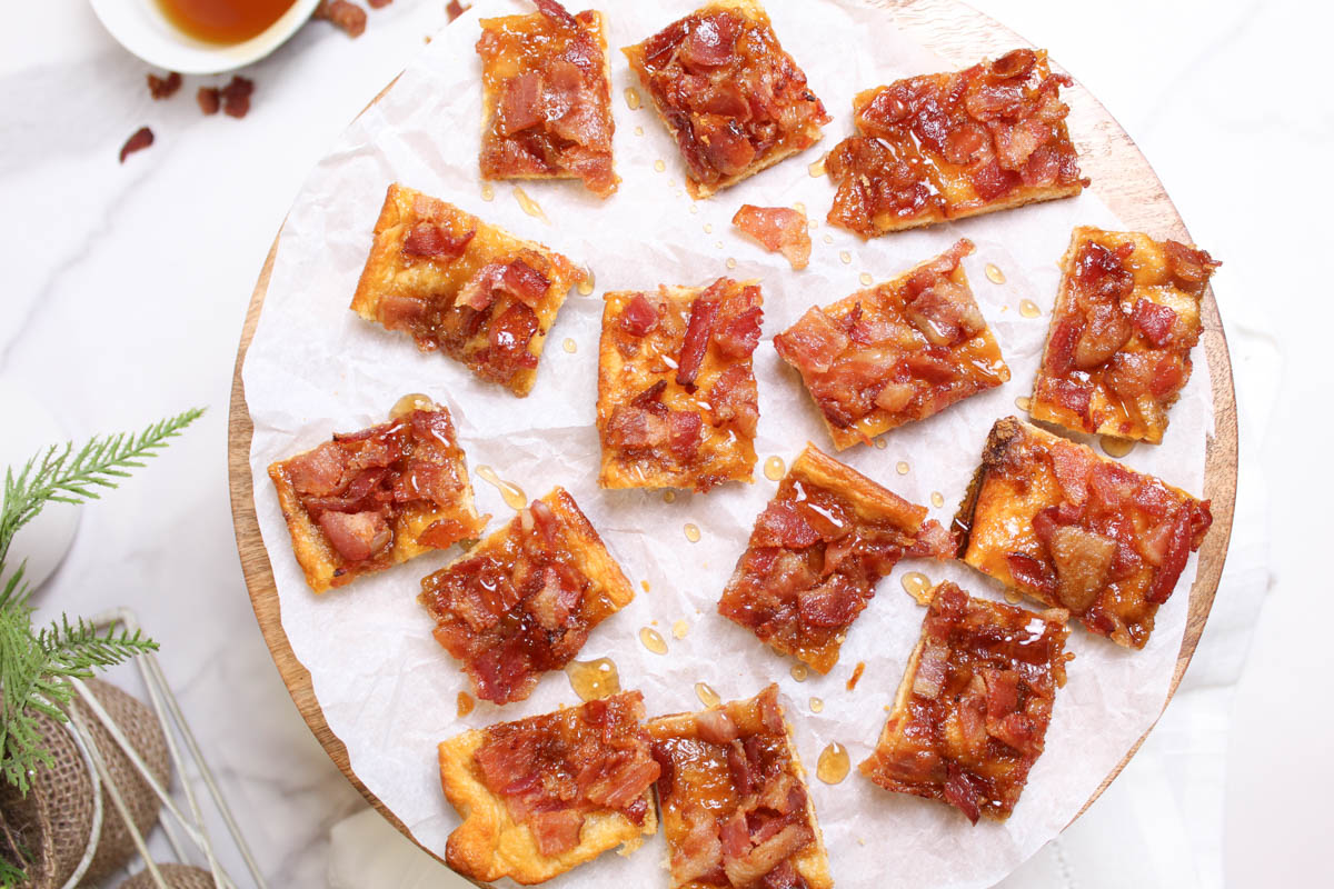 A plate with slices of maple bacon crack