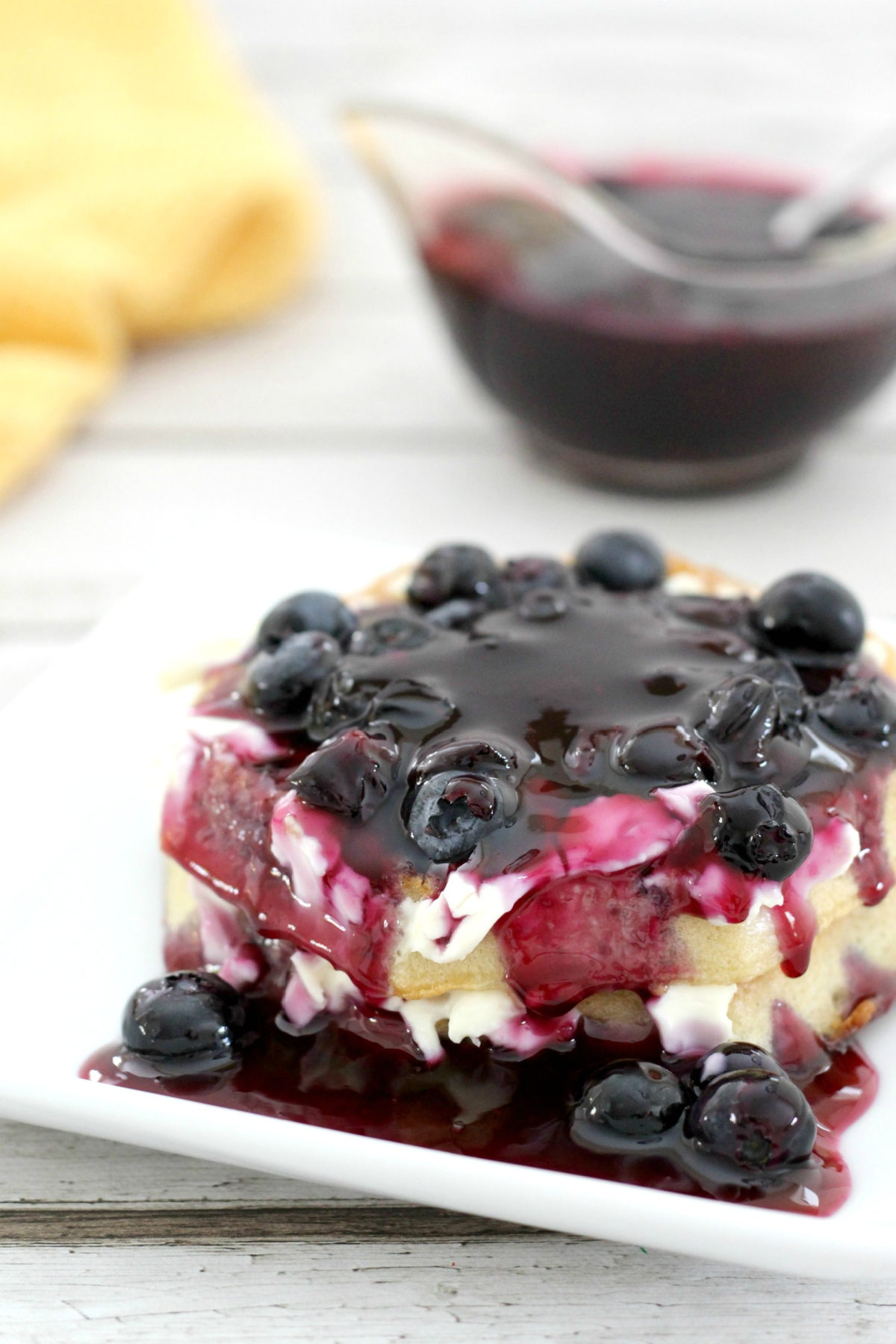 Waffles with blueberry syrup