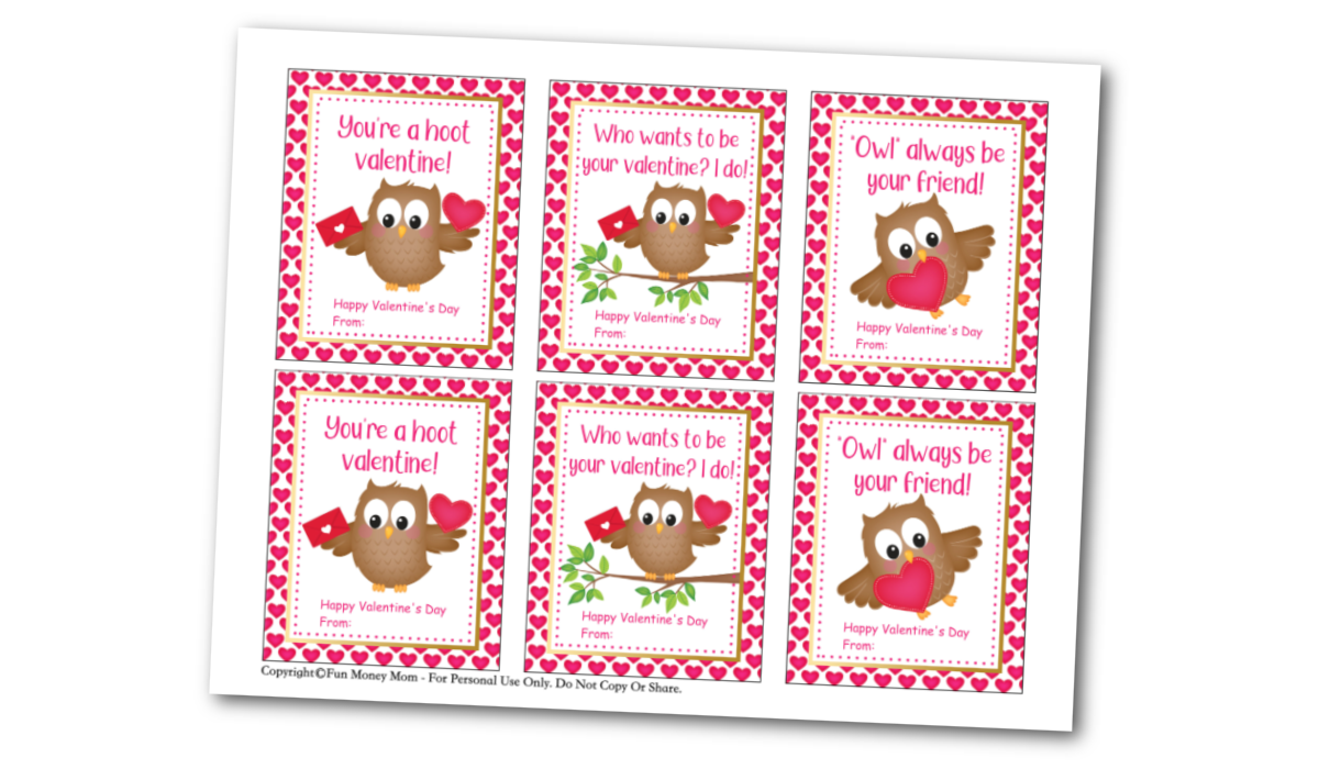 Brown owl valentine cards
