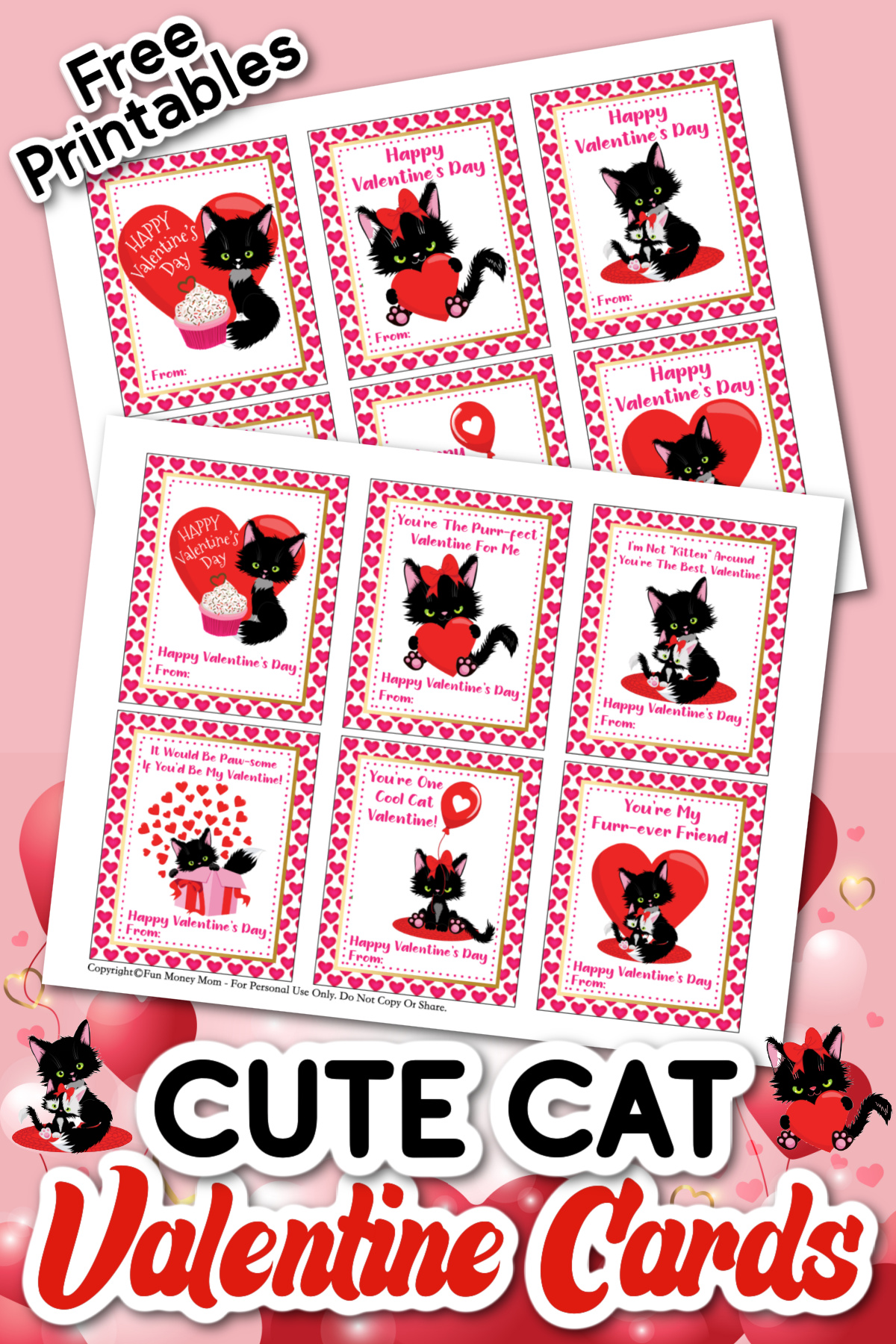 Cat Valentine Cards (Free Printables) - Fun Money Mom