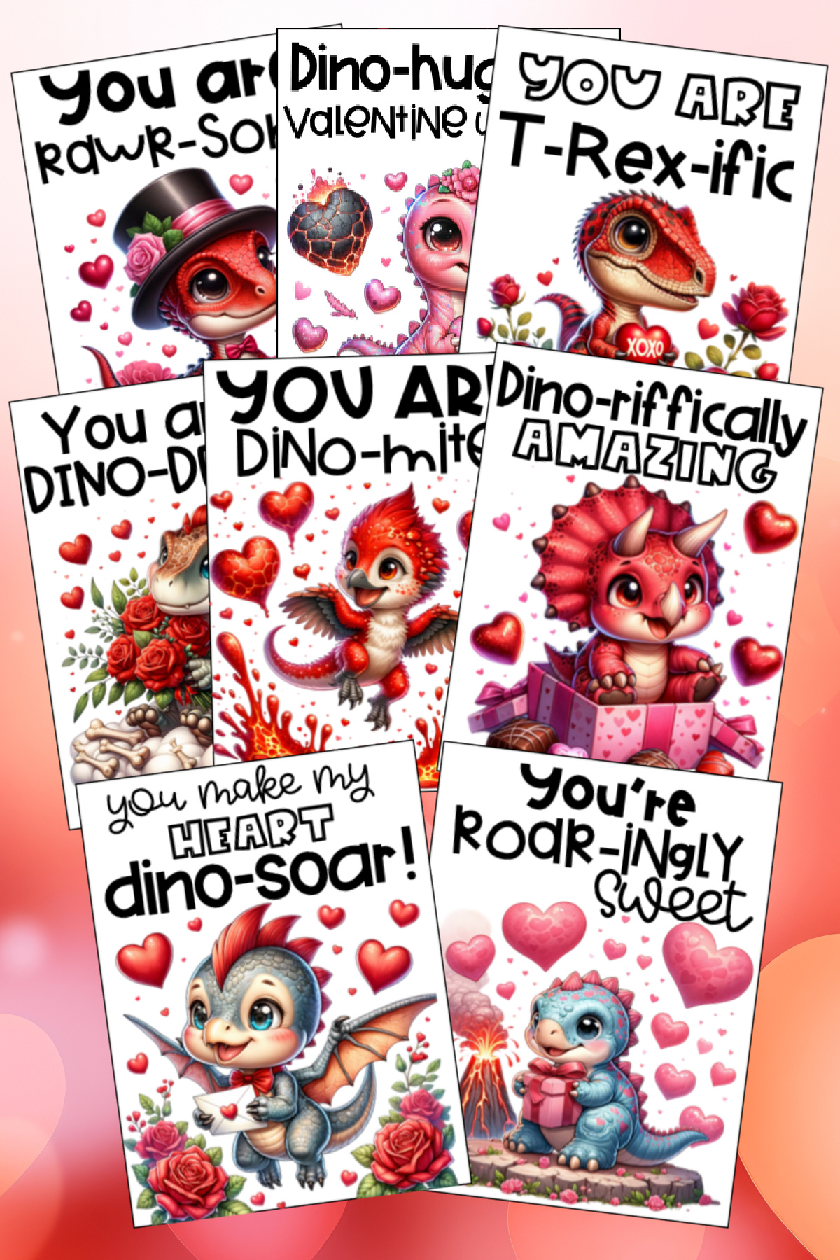 Free printable valentine's day cards with dinosaurs