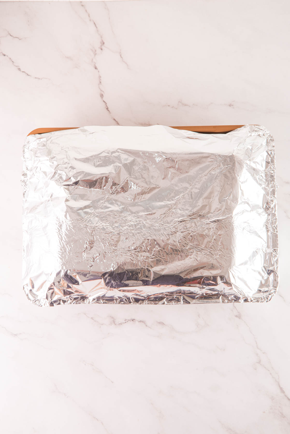 Aluminum foil covering a pan