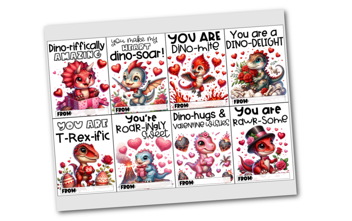 Small Dinosaur Valentine Cards