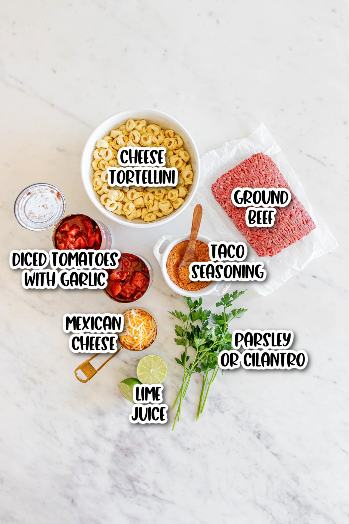 Ingredients for taco tortellini