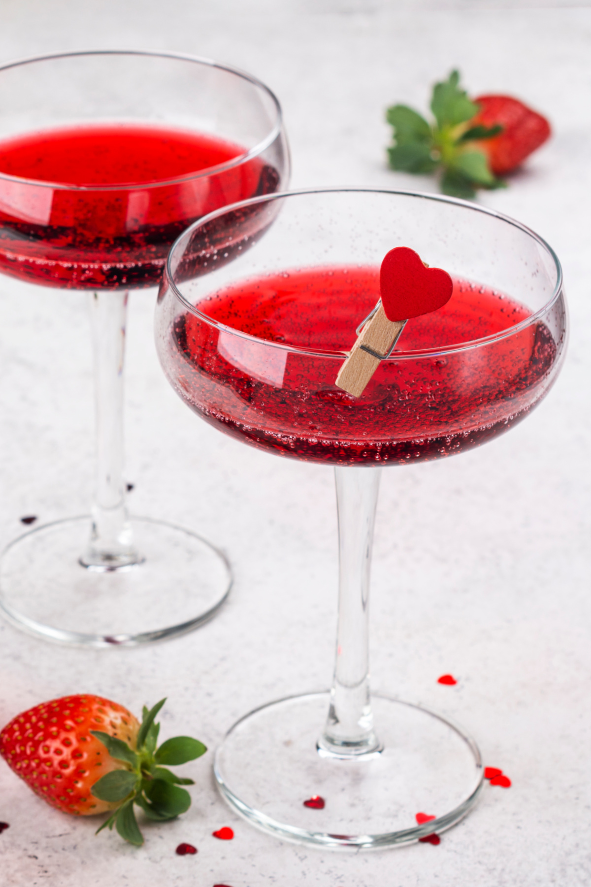Valentine's day cocktail with strawberries
