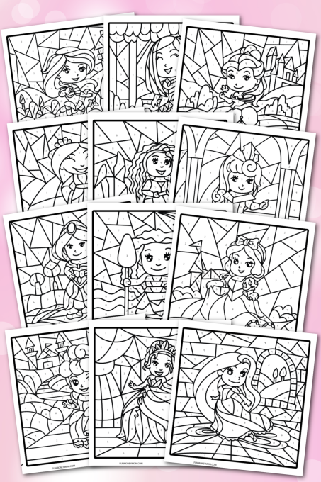 Princess Color By Number Pages - Fun Money Mom